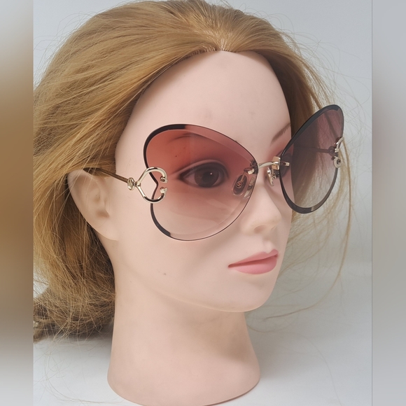 Lanvin Sunglasses Heart Rose Metal Butterfly Rimless Oversized LN124S 67-16-140 - Picture 8 of 14